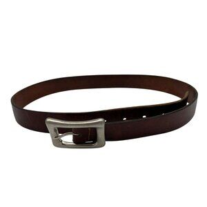 Merona Men Leather Buckle Belt  Brown Large Silver Hardware Classic Retro Casual